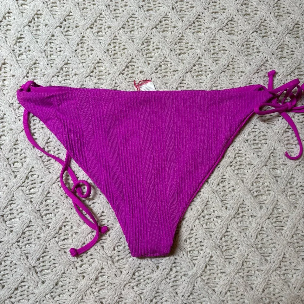 L*Space Ribbed Tie-Side Bikini Bottom Magenta Purple – XL-NWOT w/hygiene sticker